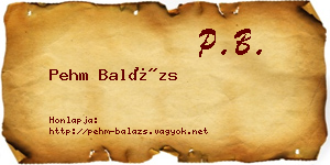 Pehm Balázs névjegykártya